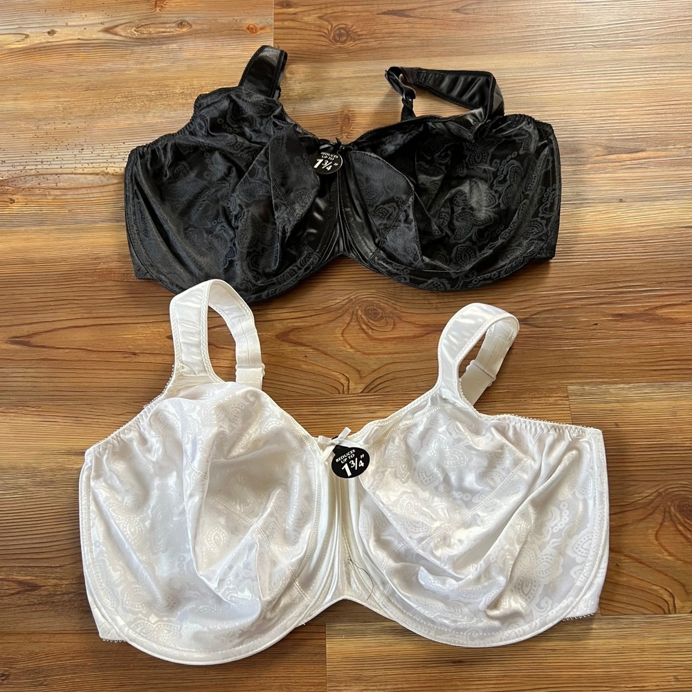 Bali 3562 Satin Tracings Minimizer Bra Lot of 2 Black White 42DDD